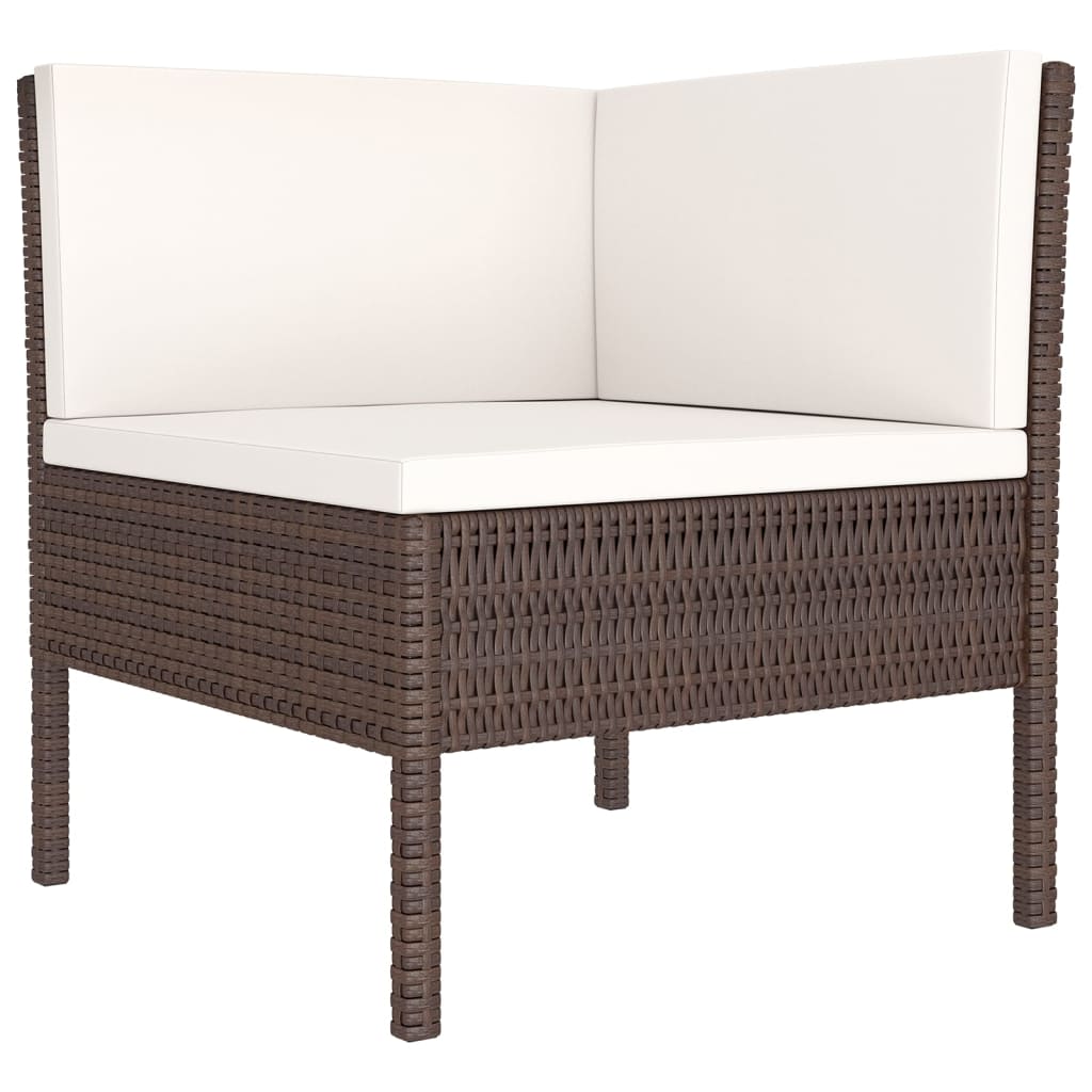 Set Divani da Giardino 6 pz con Cuscini in Polyrattan Marrone cod mxl 38307