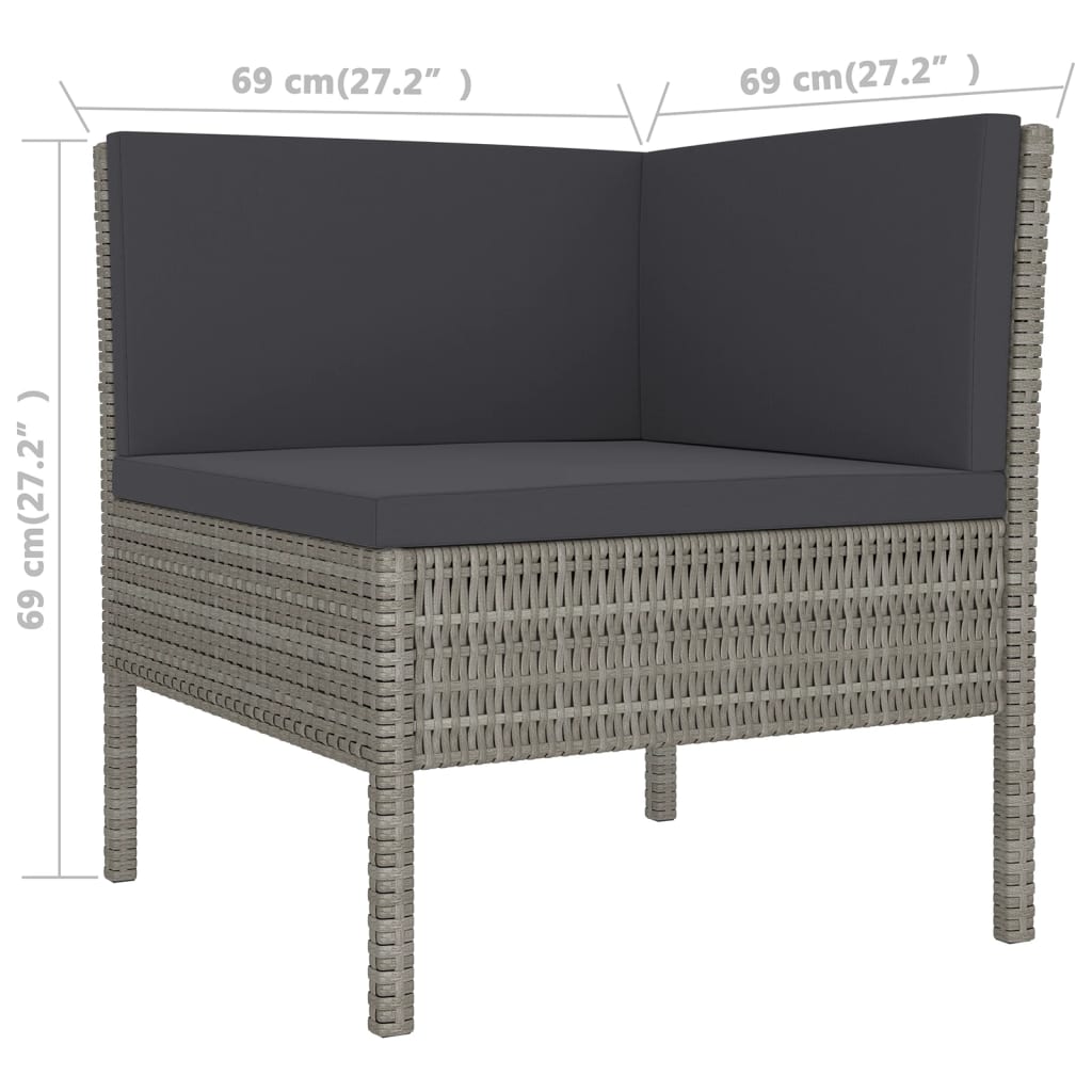 Set Divani da Giardino 6 pz con Cuscini in Polyrattan Grigio 3094354