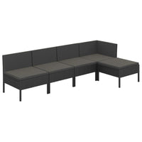 Set Divani da Giardino 5 pz con Cuscini in Polyrattan Nero cod mxl 38330