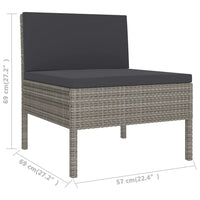 Set Divani da Giardino 5 pz con Cuscini in Polyrattan Grigio 3094370