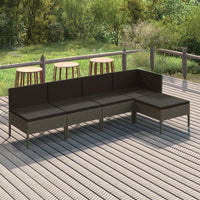 Set Divani da Giardino 5 pz con Cuscini in Polyrattan Grigio 3094370