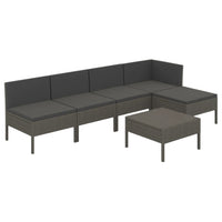 Set Divani da Giardino 6 pz con Cuscini in Polyrattan Grigio cod mxl 38323