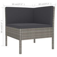 Set Divani da Giardino 6 pz con Cuscini in Polyrattan Grigio cod mxl 38323