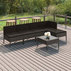 Set Divani da Giardino 6 pz con Cuscini in Polyrattan Grigio cod mxl 38323