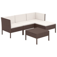 Set Divani da Giardino 5 pz con Cuscini in Polyrattan Marrone 3094375