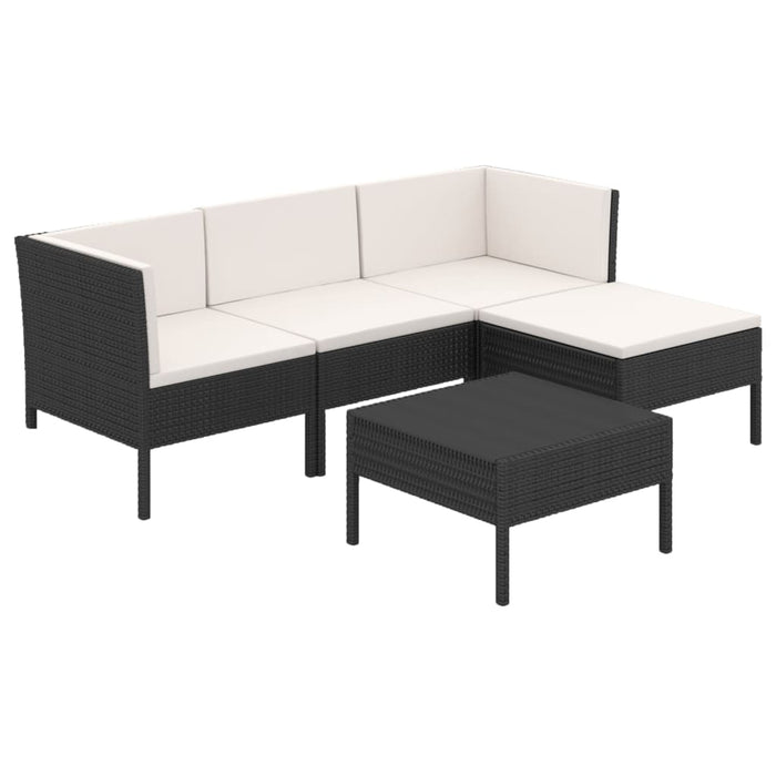 Set Divani da Giardino 5 pz con Cuscini in Polyrattan Nero cod mxl 41959