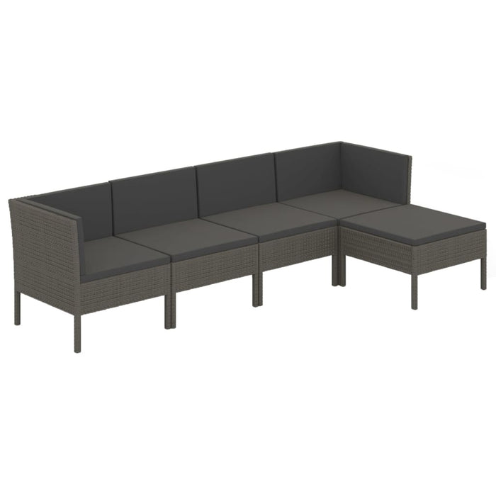 Set Divani da Giardino 5 pz con Cuscini in Polyrattan Grigio 3094382