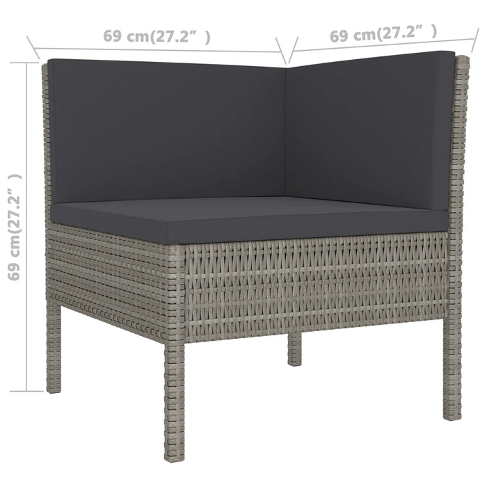 Set Divani da Giardino 5 pz con Cuscini in Polyrattan Grigio cod mxl 38335