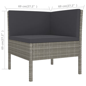 Set Divani da Giardino 5 pz con Cuscini in Polyrattan Grigio 3094382