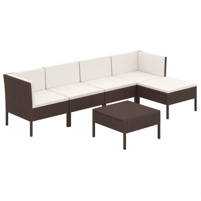 Set Divani da Giardino 6 pz con Cuscini in Polyrattan Marrone cod mxl 43120