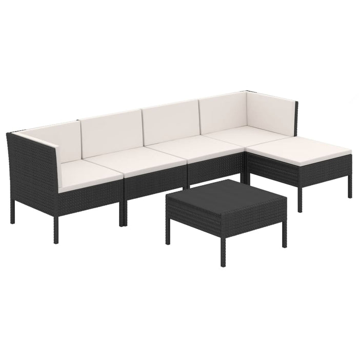 Set Divani da Giardino 6 pz con Cuscini in Polyrattan Nero cod mxl 38325