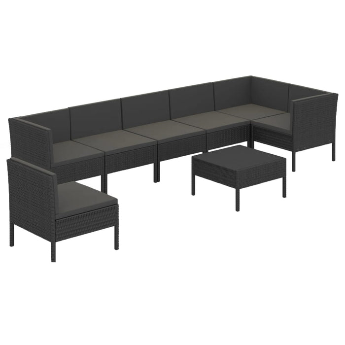 Set Divani da Giardino 8 pz con Cuscini in Polyrattan Nero cod mxl 38344