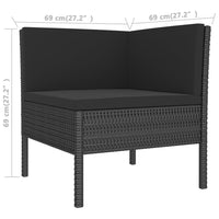 Set Divani da Giardino 8 pz con Cuscini in Polyrattan Nero cod mxl 38344