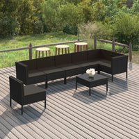 Set Divani da Giardino 8 pz con Cuscini in Polyrattan Nero cod mxl 38344