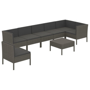 Set Divani da Giardino 8 pz con Cuscini in Polyrattan Grigio 3094390