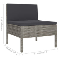 Set Divani da Giardino 8 pz con Cuscini in Polyrattan Grigio 3094390