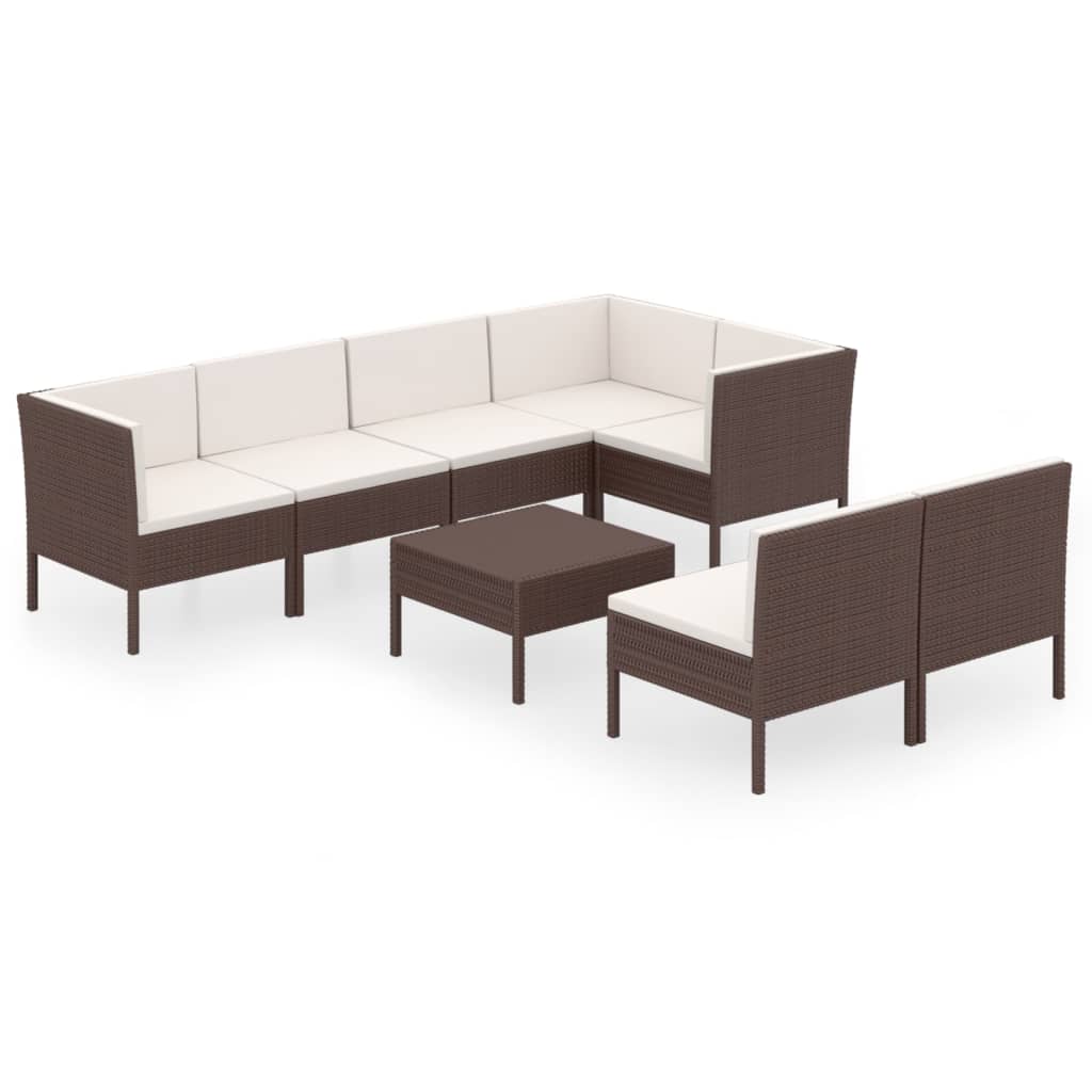 Set Divani da Giardino 8 pz con Cuscini in Polyrattan Marrone 3094391