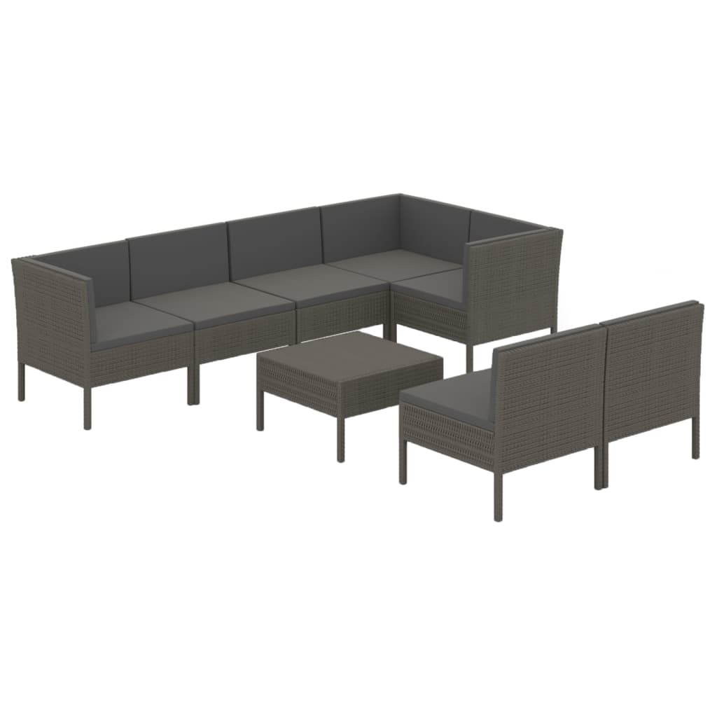 Set Divani da Giardino 8 pz con Cuscini in Polyrattan Grigio cod mxl 38346