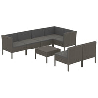 Set Divani da Giardino 8 pz con Cuscini in Polyrattan Grigio 3094394