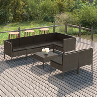 Set Divani da Giardino 8 pz con Cuscini in Polyrattan Grigio cod mxl 38346