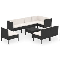 Set Divani da Giardino 9 pz con Cuscini in Polyrattan Nero 3094400