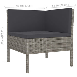 Set Divani da Giardino 9 pz con Cuscini in Polyrattan Grigio 3094402