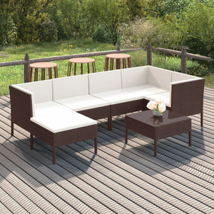 Set Divani da Giardino 7 pz con Cuscini in Polyrattan Marrone cod mxl 38347