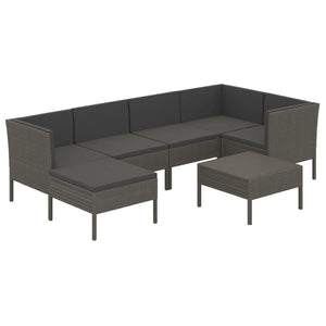 Set Divani da Giardino 7 pz con Cuscini in Polyrattan Grigio cod mxl 38357