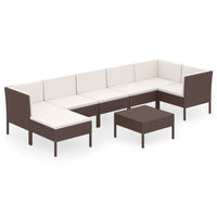 Set Divani da Giardino 8 pz con Cuscini in Polyrattan Marrone 3094411