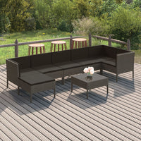 Set Divani da Giardino 8 pz con Cuscini in Polyrattan Grigio 3094414