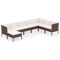 Set Divani da Giardino 8 pz con Cuscini in Polyrattan Marrone 3094419