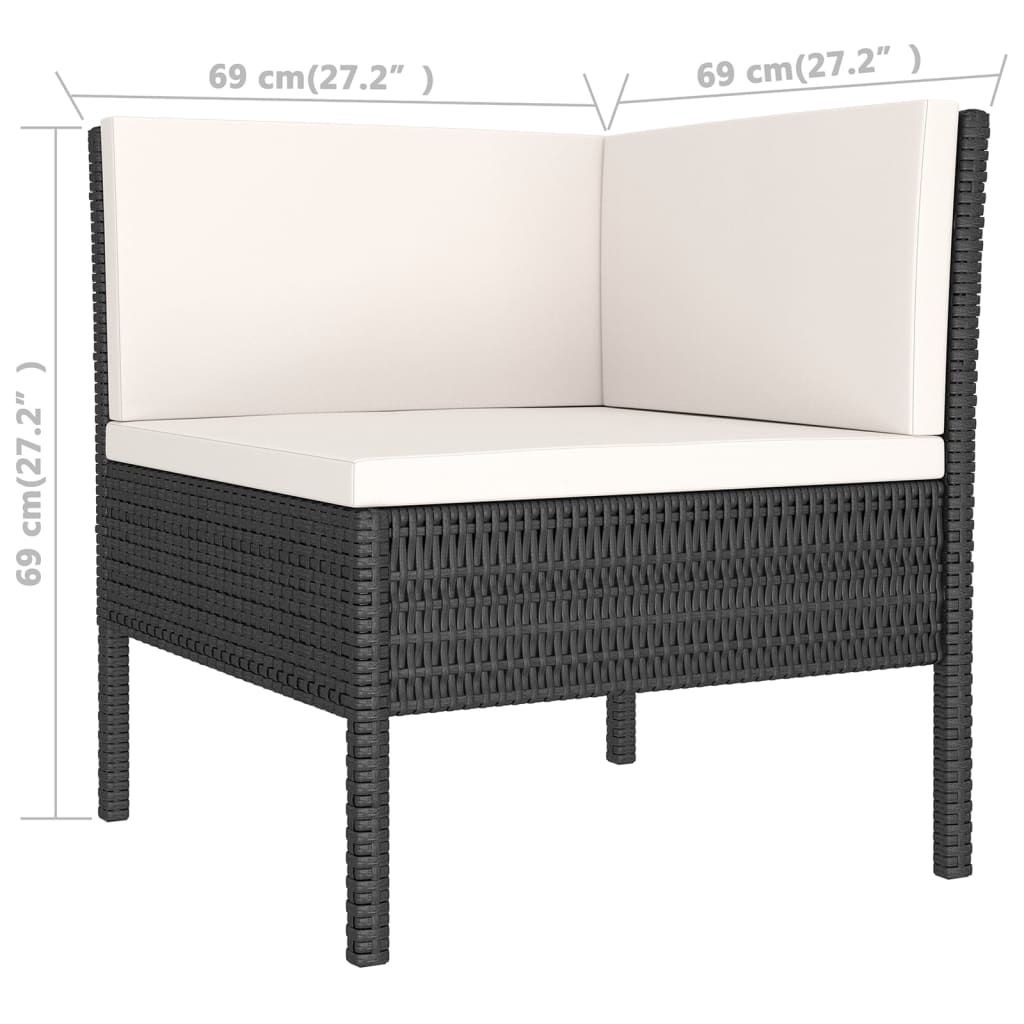 Set Divani da Giardino 8 pz con Cuscini in Polyrattan Nero 3094420