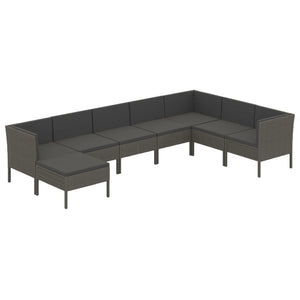 Set Divani da Giardino 8 pz con Cuscini in Polyrattan Grigio cod mxl 38361