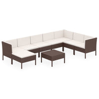 Set Divani da Giardino 9 pz con Cuscini in Polyrattan Marrone cod mxl 38349