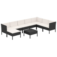 Set Divani da Giardino 9 pz con Cuscini in Polyrattan Nero cod mxl 38368