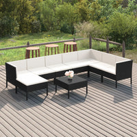 Set Divani da Giardino 9 pz con Cuscini in Polyrattan Nero 3094424