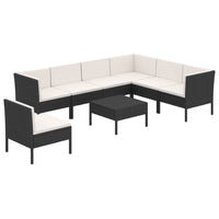 Set Divani da Giardino 8 pz con Cuscini in Polyrattan Nero cod mxl 38363