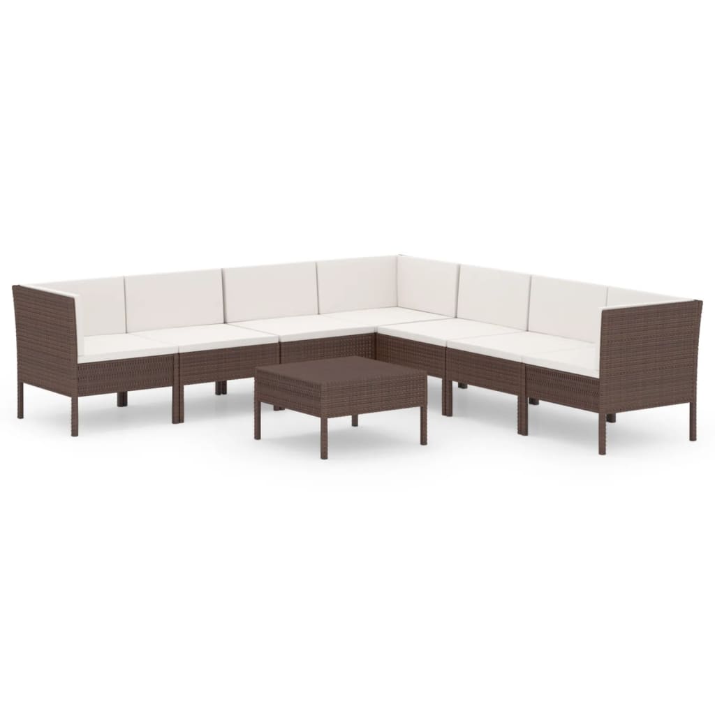 Set Divani da Giardino 8 pz con Cuscini in Polyrattan Marrone cod mxl 38376