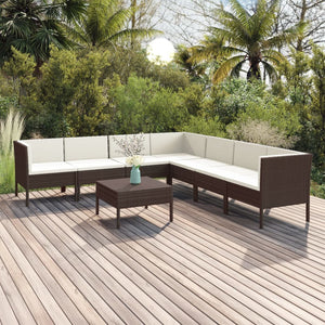 Set Divani da Giardino 8 pz con Cuscini in Polyrattan Marrone cod mxl 38376