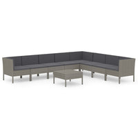 Set Divani da Giardino 9 pz con Cuscini in Polyrattan Grigio 3094462