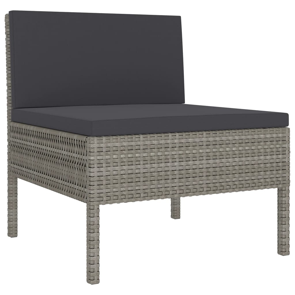 Set Divani da Giardino 9 pz con Cuscini in Polyrattan Grigio 3094462