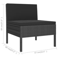 Set Divani da Giardino 11 pz con Cuscini in Polyrattan Nero 3094473