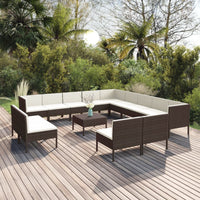 Set Divani da Giardino 14 pz con Cuscini in Polyrattan Marrone cod mxl 38399