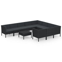 Set Divani da Giardino 11 pz con Cuscini in Polyrattan Nero cod mxl 38429