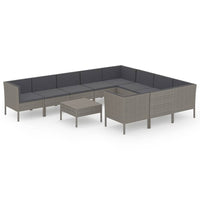 Set Divani da Giardino 11 pz con Cuscini in Polyrattan Grigio cod mxl 38401