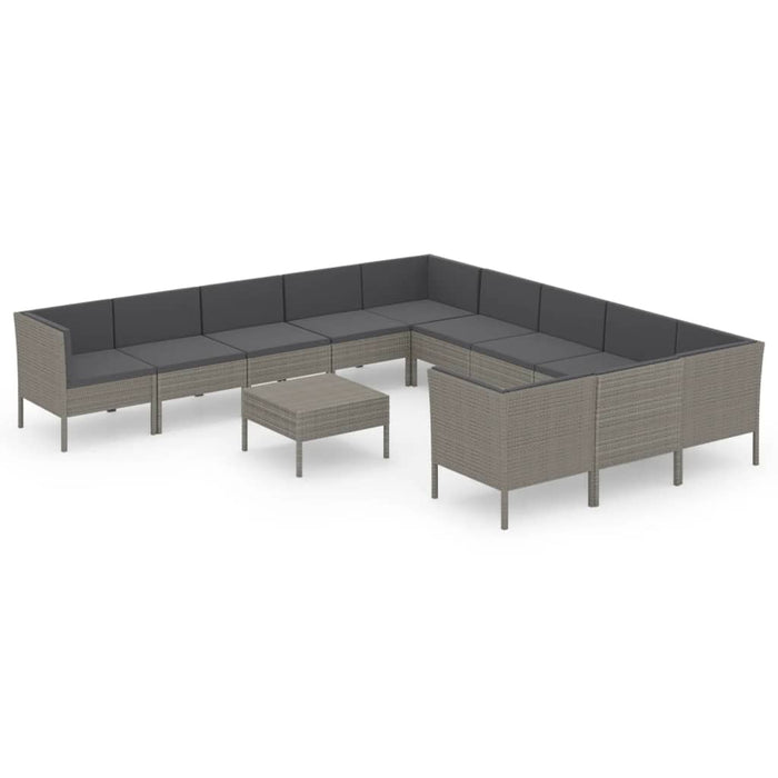 Set Divani da Giardino 12 pz con Cuscini in Polyrattan Grigio cod mxl 38433