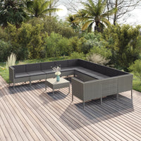 Set Divani da Giardino 12 pz con Cuscini in Polyrattan Grigio 3094502