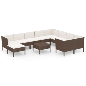 Set Divani da Giardino 11 pz con Cuscini in Polyrattan Marrone 3094503