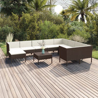 Set Divani da Giardino 11 pz con Cuscini in Polyrattan Marrone 3094503