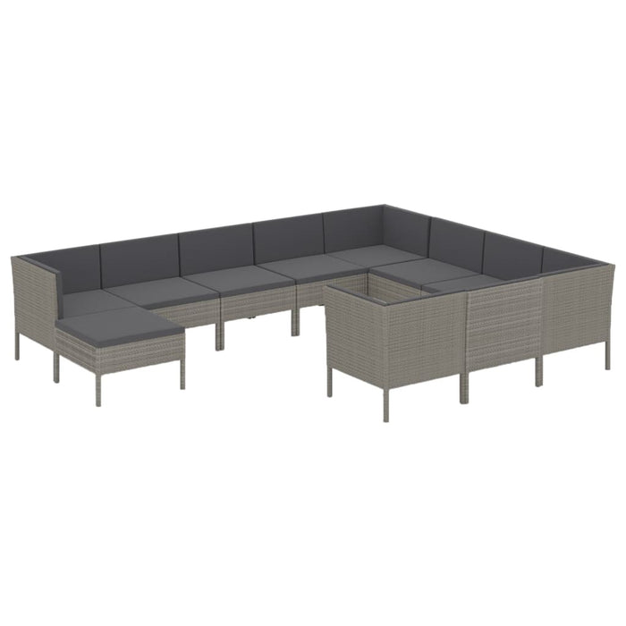 Set Divani da Giardino 11 pz con Cuscini in Polyrattan Grigio cod mxl 41973